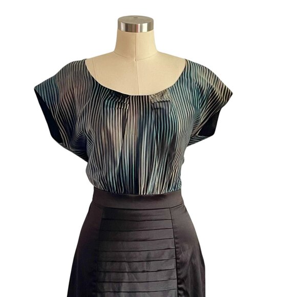 BCBG Silky Pleated Ruffle Hem Satin Dress - Size 10 - NWT - Picture 3 of 8